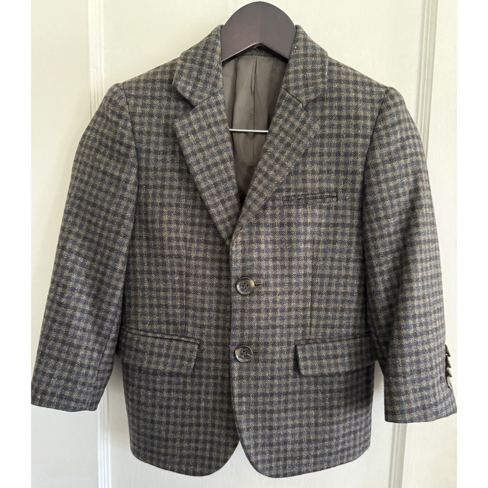 Isaac Mizrahi New York Vintage Boy's Wool Plaid/Houndstooth Blazer size 4